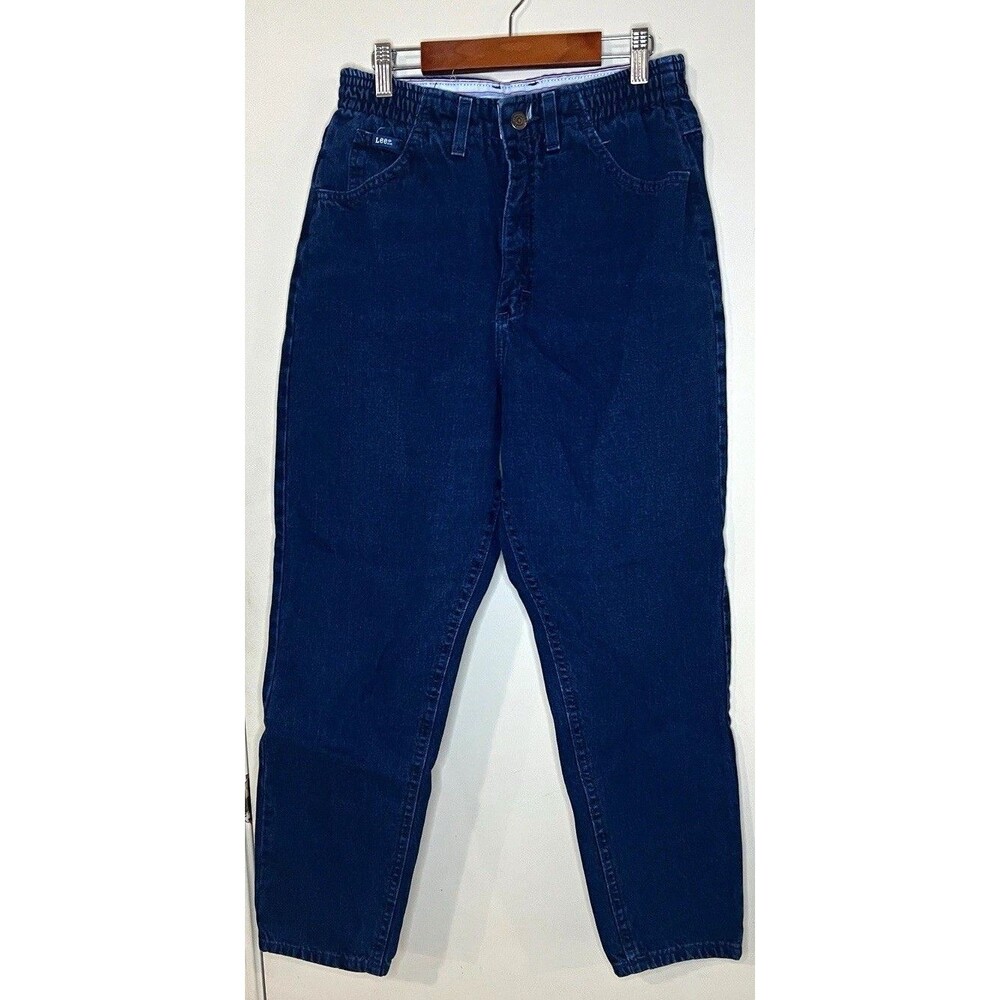 Lee Women's Straight Leg Jeans Size 8P Dark Wash Blue Denim High Rise Stretch